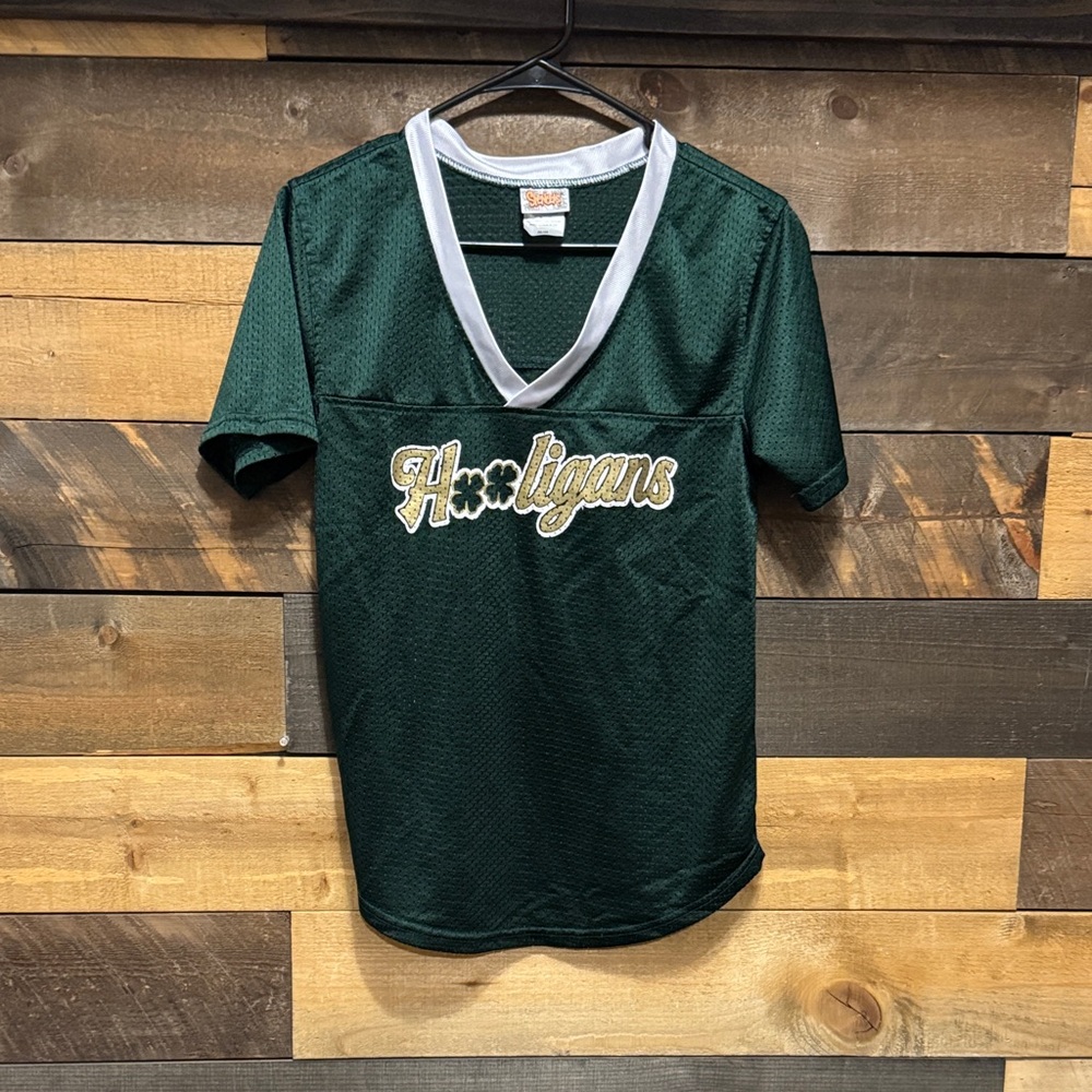 Spencer's Forest Green Mesh Jersey with White V-Neck Trim